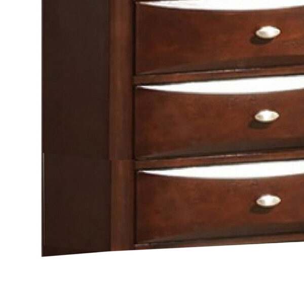 Simo Tall Dresser Chest, 5 Drawers Chrome Handles, Modern Cherry Brown