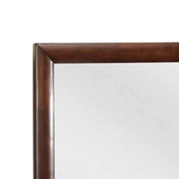 Simo Dresser Vanity Mirror, 40 Inch Dark Cherry Brown Solid Wood