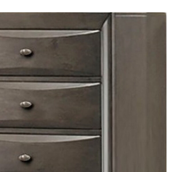 Simo Tall Dresser Chest, 5 Drawers, Chrome Handles, Modern Dark Gray