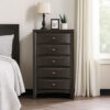 Simo Tall Dresser Chest, 5 Drawers, Chrome Handles, Modern Dark Gray