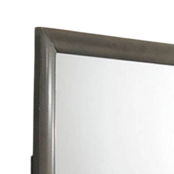 Simo Dresser Vanity Mirror, 40 Inch Modern Dark Gray Solid Wood Frame