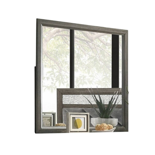 Lito Dresser Vanity Mirror, 39 Inch Stylish Modern Gray Wood Frame