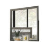 Lito Dresser Vanity Mirror, 39 Inch Stylish Modern Gray Wood Frame