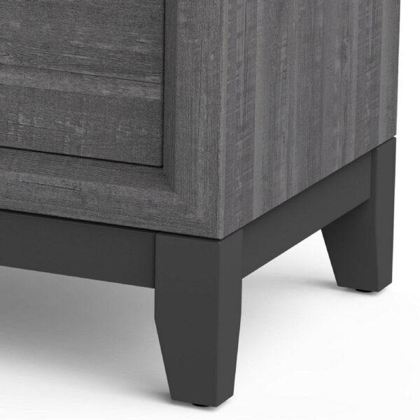 Erica Bedside Nightstand, 2 Drawers Chrome Bar Handles, Gray Wood
