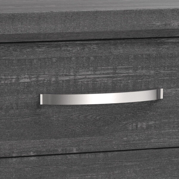 Erica Bedside Nightstand, 2 Drawers Chrome Bar Handles, Gray Wood