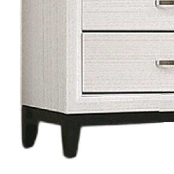 Erica Tall Dresser Chest, 5 Drawers Chrome Bar Handles, White Wood