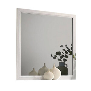 Erica Dresser Vanity Mirror, 39 Inch Modern Style White Wood Frame