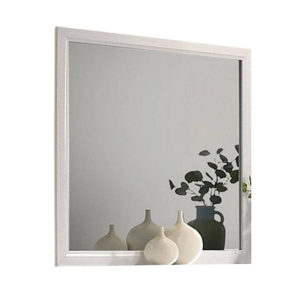 Erica Dresser Vanity Mirror, 39 Inch Modern Style White Wood Frame