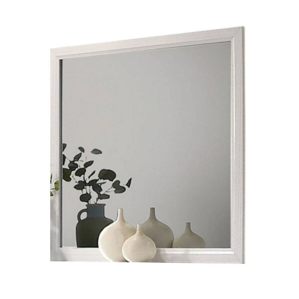 Erica Dresser Vanity Mirror, 39 Inch Modern Style White Wood Frame