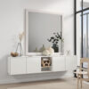 Erica Dresser Vanity Mirror, 39 Inch Modern Style White Wood Frame