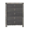 Laine Tall Dresser Chest, 5 Drawers, Crystal Trim, Gray Solid Wood