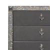 Laine Tall Dresser Chest, 5 Drawers, Crystal Trim, Gray Solid Wood