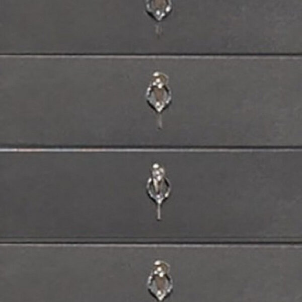 Laine Tall Dresser Chest, 5 Drawers, Crystal Trim, Gray Solid Wood