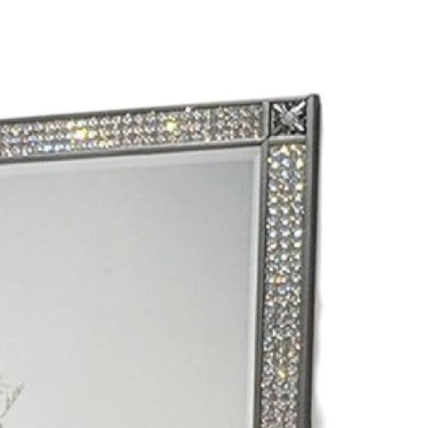 Laine Dresser Mirror, Crystal Trim Frame, 46 Inch Gray Solid Wood