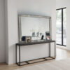 Laine Dresser Mirror, Crystal Trim Frame, 46 Inch Gray Solid Wood