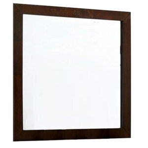 Ryla Dresser Mirror, 38 Inch Square, Dark Cherry Brown Solid Wood