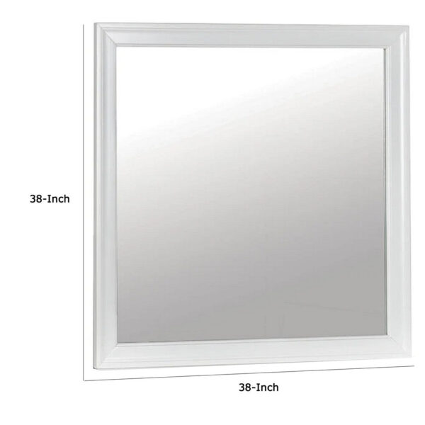 150220266992346f1a356.jpeg Ryla Dresser Vanity Mirror, 38 Inch Square Frame, White Solid Wood