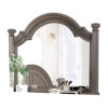 Akia Dresser Vanity Mirror, Reeded Posts, 49 Inch Gray Bell Top Frame