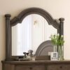 Akia Dresser Vanity Mirror, Reeded Posts, 49 Inch Gray Bell Top Frame