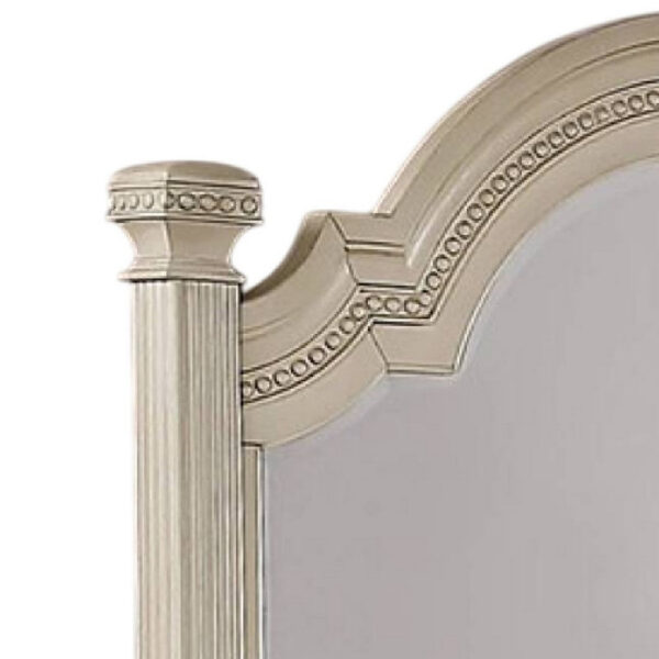 Akia Dresser Mirror, Reeded Posts, 49 Inch Antique White Bell Frame