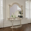 Akia Dresser Mirror, Reeded Posts, 49 Inch Antique White Bell Frame