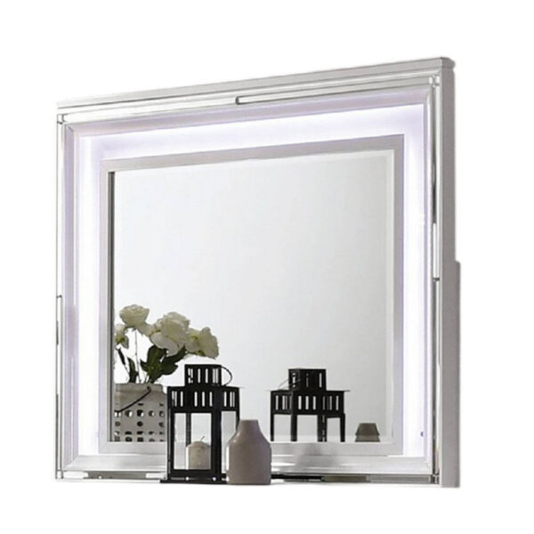 150220266992349ff019e.jpeg Lin Dresser Mirror with LED Lights, 47 Inch White Solid Wood Frame