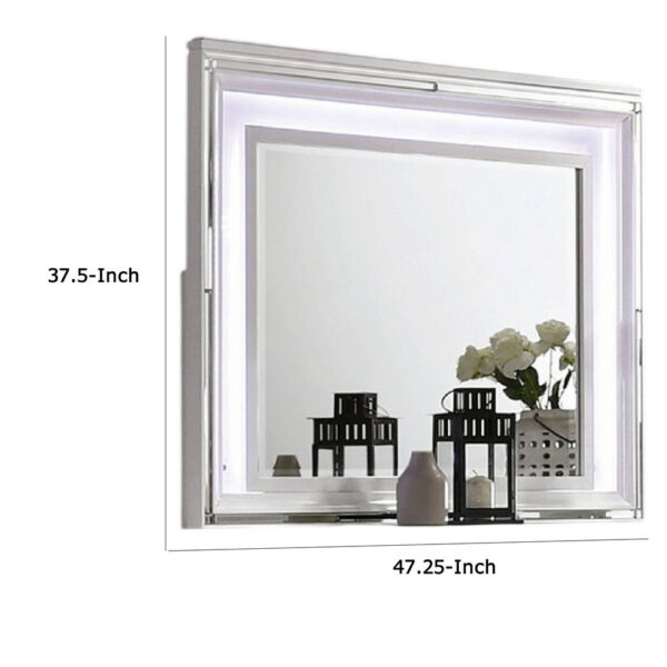 15022026699234a7ddb7c.jpeg Lin Dresser Mirror with LED Lights, 47 Inch White Solid Wood Frame