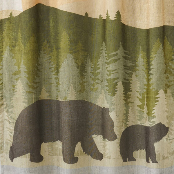 Kip 2 Panels Curtain Set, Microfiber, Green and Beige Mountain Scenery