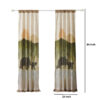 Kip 2 Panels Curtain Set, Microfiber, Green and Beige Mountain Scenery
