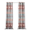 Pimi 2 Panel Curtain Set, Boho Stripes Red White Gray, Microfiber