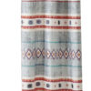 Pimi 2 Panel Curtain Set, Boho Stripes Red White Gray, Microfiber