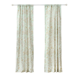 15022026699234e816fd5.jpeg Vola 2 Panel Curtain Set, Light Mint Green Microfiber, Floral Pattern