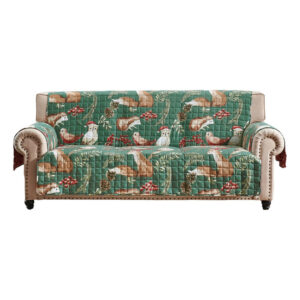 1502202669923512cf43c.jpeg Lowa Sofa Slipcover, Reversible, Polyester, Green, Red Festive Theme