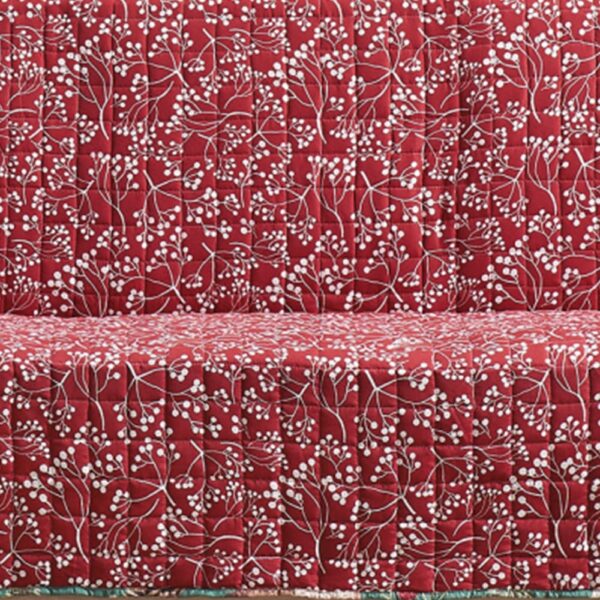 Lowa Sofa Slipcover, Reversible, Polyester, Green, Red Festive Theme