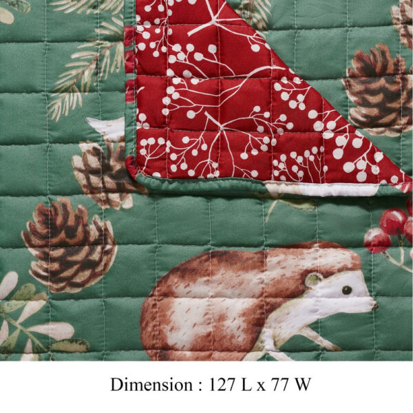 Lowa Sofa Slipcover, Reversible, Polyester, Green, Red Festive Theme