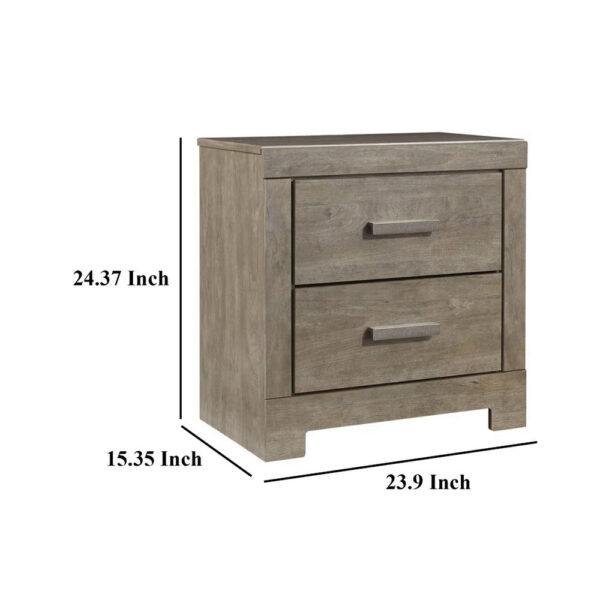 Kulv Nightstand, 2 Storage Drawers, 24 Inch Modern Taupe Gray Laminate