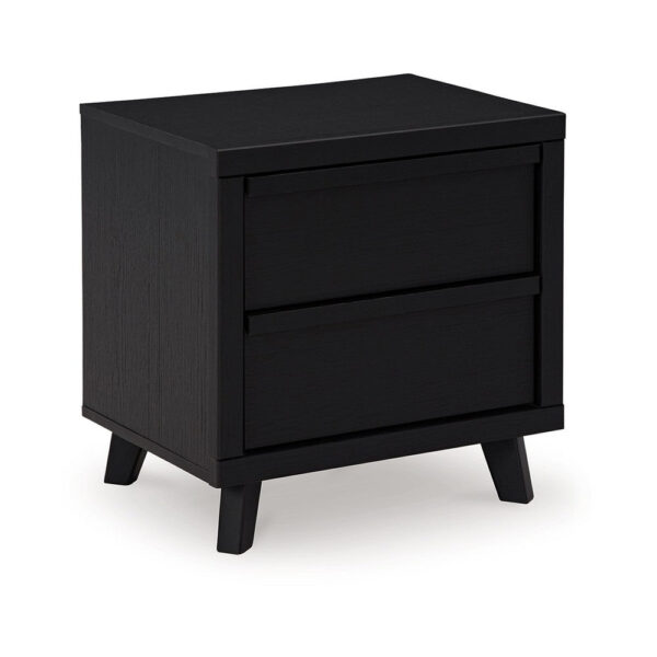 150220266992353b6ad76.jpeg Danzi Nightstand, 2 Storage Drawers, 22 Inch, Modern Black Laminate