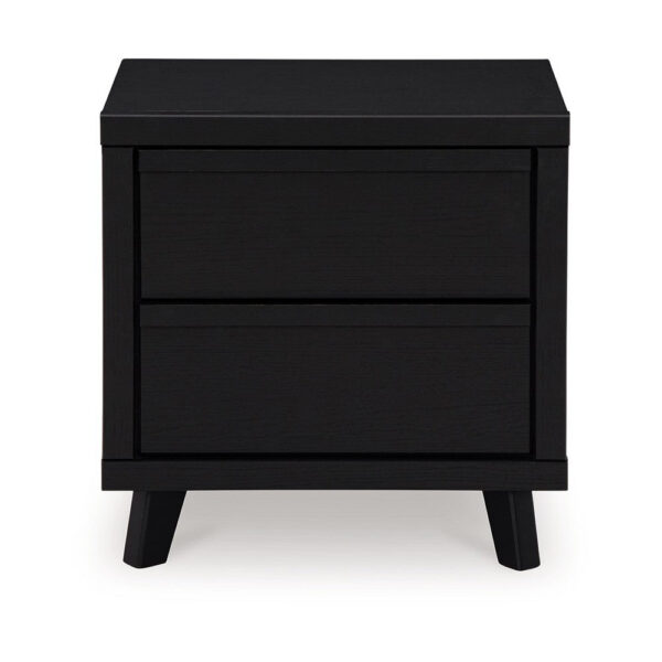 150220266992353dcae67.jpeg Danzi Nightstand, 2 Storage Drawers, 22 Inch, Modern Black Laminate