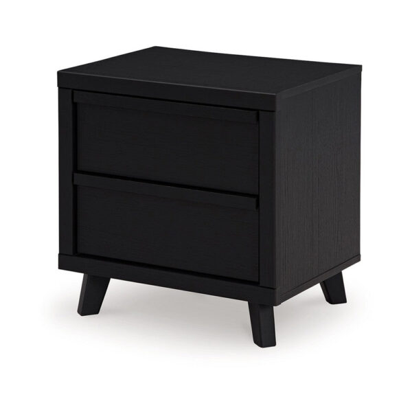 150220266992354257820.jpeg Danzi Nightstand, 2 Storage Drawers, 22 Inch, Modern Black Laminate
