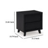 1502202669923544cb0a2.jpeg Danzi Nightstand, 2 Storage Drawers, 22 Inch, Modern Black Laminate