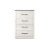 Hara Tall Dresser Chest, 4 Drawers Metal Handles, Farmhouse White Gray