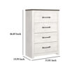 Hara Tall Dresser Chest, 4 Drawers Metal Handles, Farmhouse White Gray