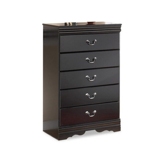 15022026699235605decf.jpeg Yara Tall Dresser Chest, Classic Black, 5 Drawers Pewter Metal Handles