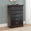 150220266992356cb6968.jpeg Yara Tall Dresser Chest, Classic Black, 5 Drawers Pewter Metal Handles