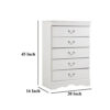 150220266992357eac034.jpeg Roso Tall Dresser Chest, Classic White, 5 Drawers Pewter Metal Handles