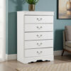 150220266992358136923.jpeg Roso Tall Dresser Chest, Classic White, 5 Drawers Pewter Metal Handles