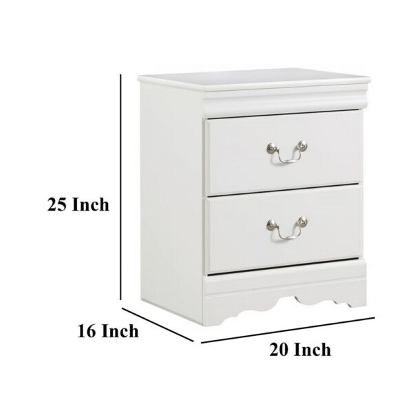 Roso Wide Dresser, Classic White, 25 Inch, 2 Drawers, Pewter Handles