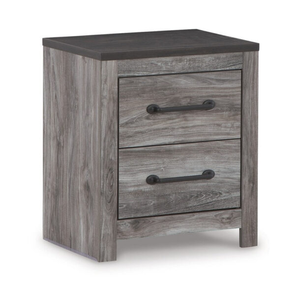 Bono Nightstand, 2 Storage Drawers, 25 Inch, Wood Grain Gray Finish