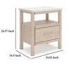 Mooran Nightstand, 1 Drawer w USB-C, Marble Finish Top, Brown Beige