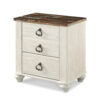 Isla Nightstand, 2 Drawers, 2 USB, Brown Wood Top, Rustic Whitewash
